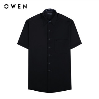 Owen - Áo sơ mi ngắn tay Body Fit AB261094NT màu Đen chất liệu Poly Rayon