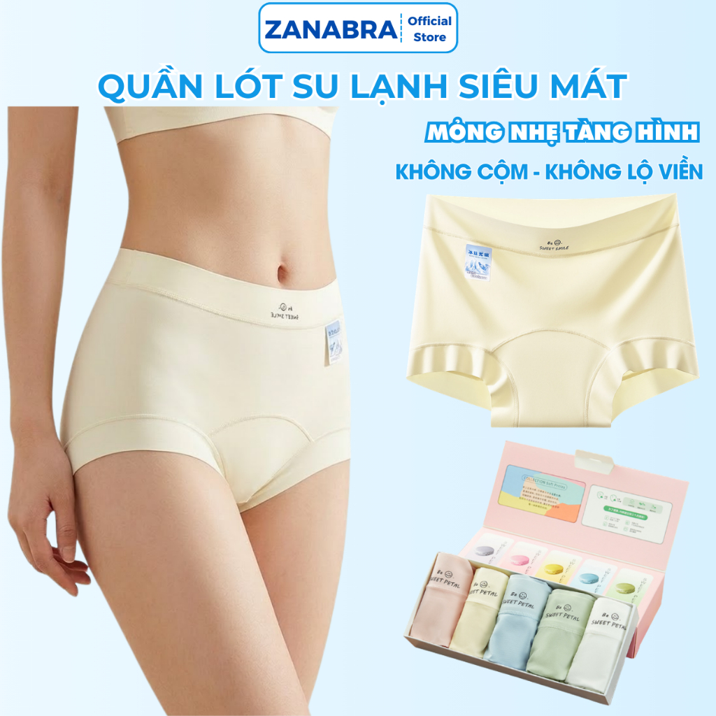 [Mẫu Mới 2026] Set 5 Quần lót nữ su lạnh mềm mịn Siêu Mát màu pastel xinh xắn đáy kháng khuẩn 10A ZANABRA  L5422