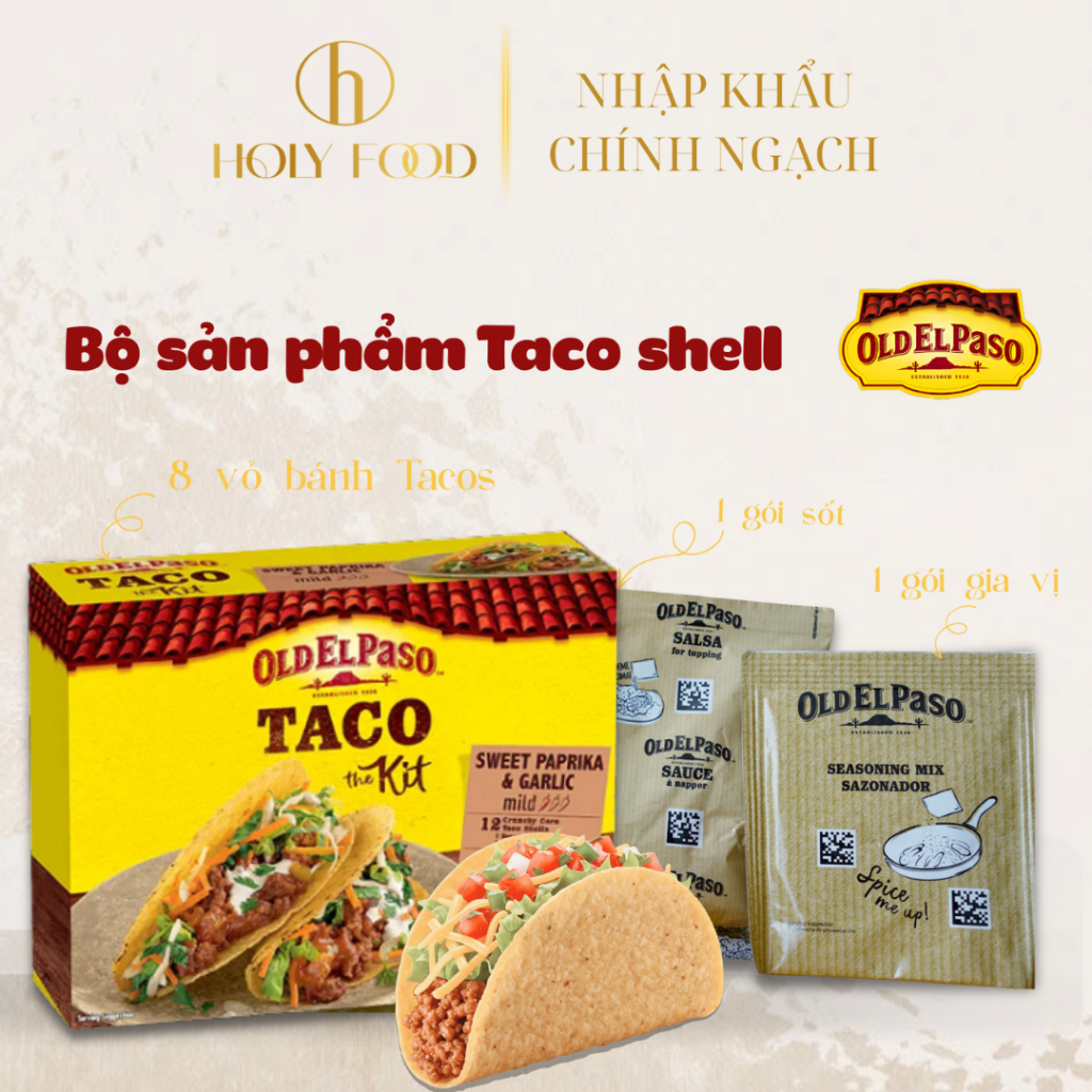 Bộ sản phẩm Taco shell gồm 12 Vỏ Taco + Gia Vị + Salsa | Nấu Nhanh 20 ...