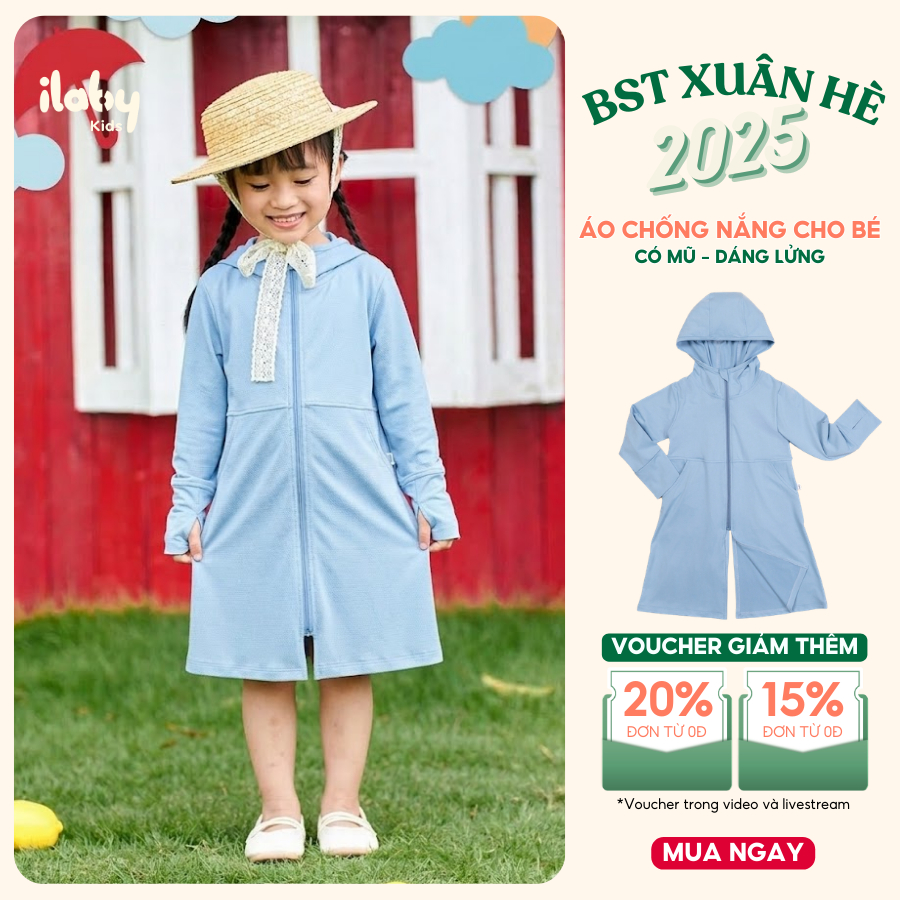 [ILABY 10-40kg] Áo chống nắng cho bé, áo chống nắng toàn thân dáng lửng chất liệu thun kim cương [3514]