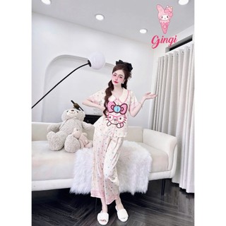 Đồ ngủ pijama quần dài 9 tấc thiết kế cổ sen xinh xắn (DB142)