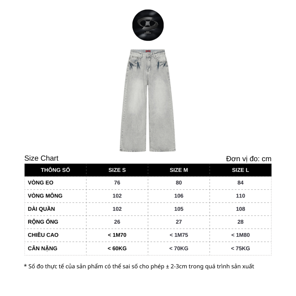 Bad Choices | Quần jeans ống suông PLAIN wash màu phong cách Menswear