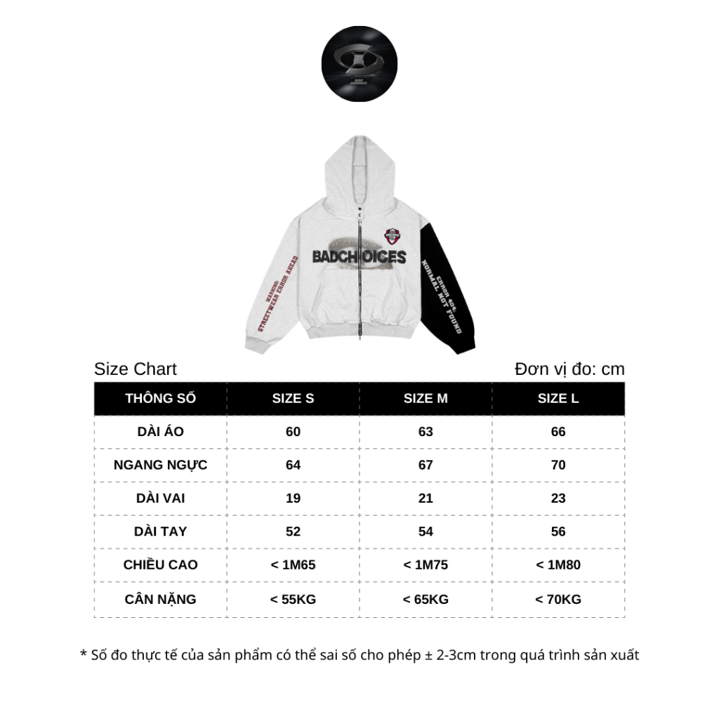 Bad Choices | Áo Hoodie Zip ERROR nỉ chân cua thêu logo phối tay form boxy