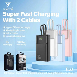 [Có 3C] Cục Tích Điện PHANTOM P63 10000mAh TypeC PD 35W & USB-A QC 3.0 22.5W, Kèm 2 Cáp sạc ra