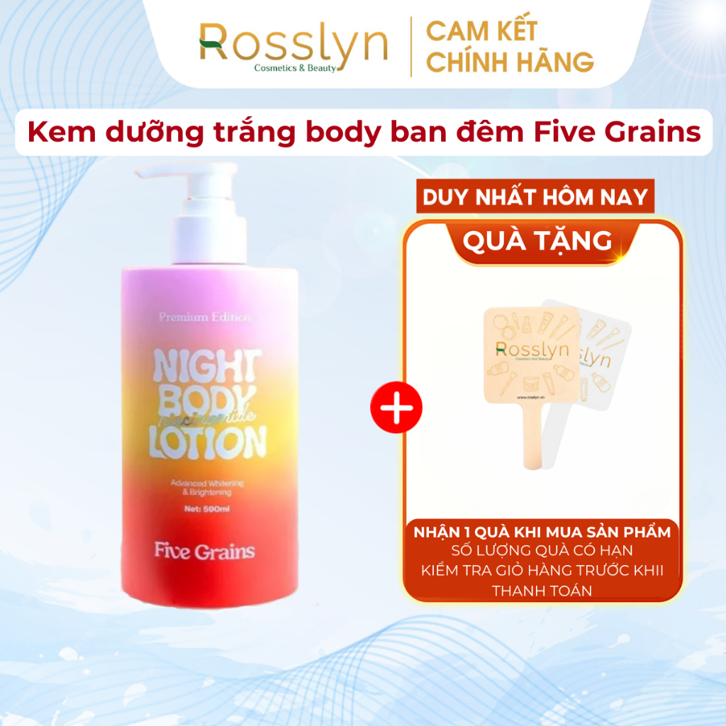 Kem Dưỡng Trắng Body Ban Đêm Five Grains 500ml Niacinamide Alpha ...