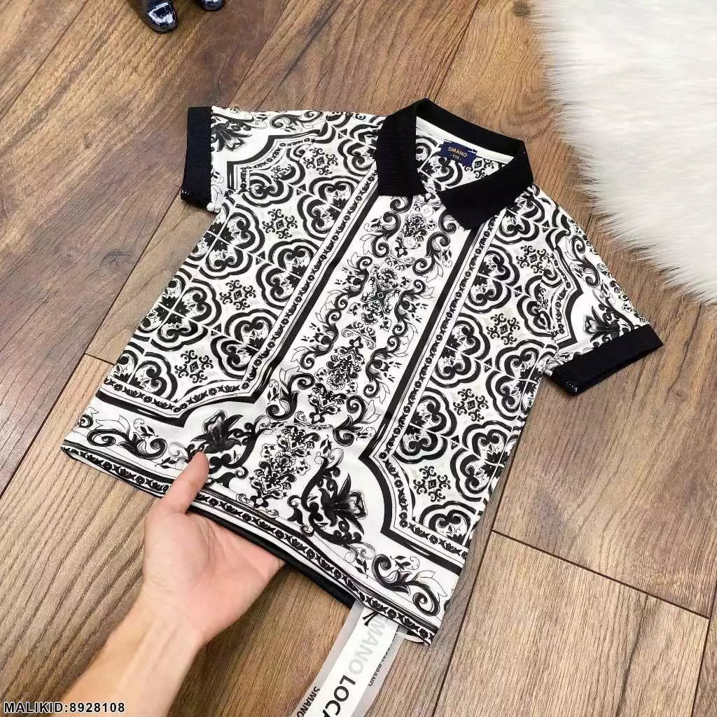 Áo Polo Bé Trai Đôn Chề Thêu Chữ Mẫu Mới Nhất - Áo Polo Bé Trai Đôn Chề Phối Kẻ Hàng Cao Cấp