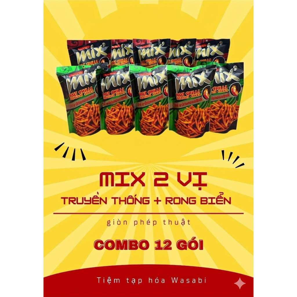 Giá Mềm Vô Địch ( Mua 1 Tặng 1 ) Combo 12 gói Bim mix thương hiệu TV Food ( Rong Biển+ ớt cay)