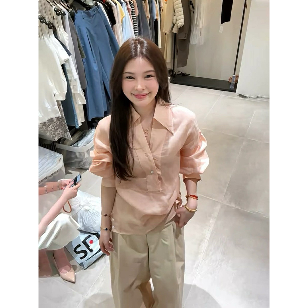 Sơ mi màu hồng cam Onni st