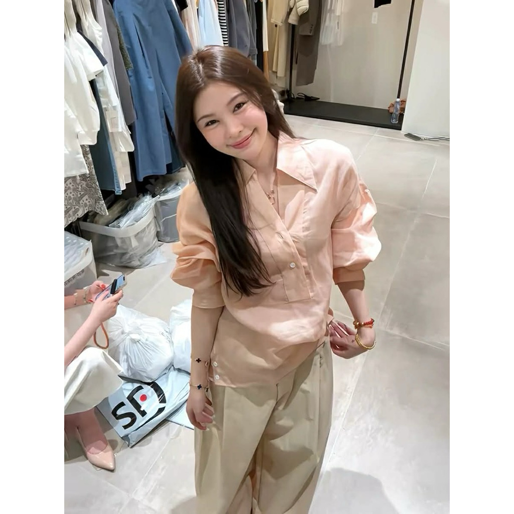 Sơ mi màu hồng cam Onni st