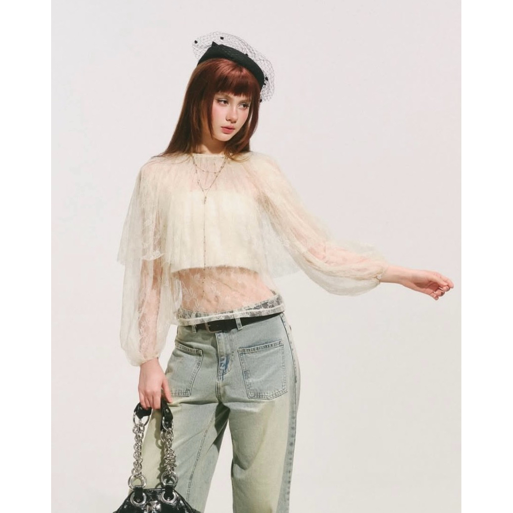 Sia Top - Remmus | Áo kiểu chất liệu lưới hoa xuyên thấu (Không kèm áo trong) - BST DOLLY HOUSE