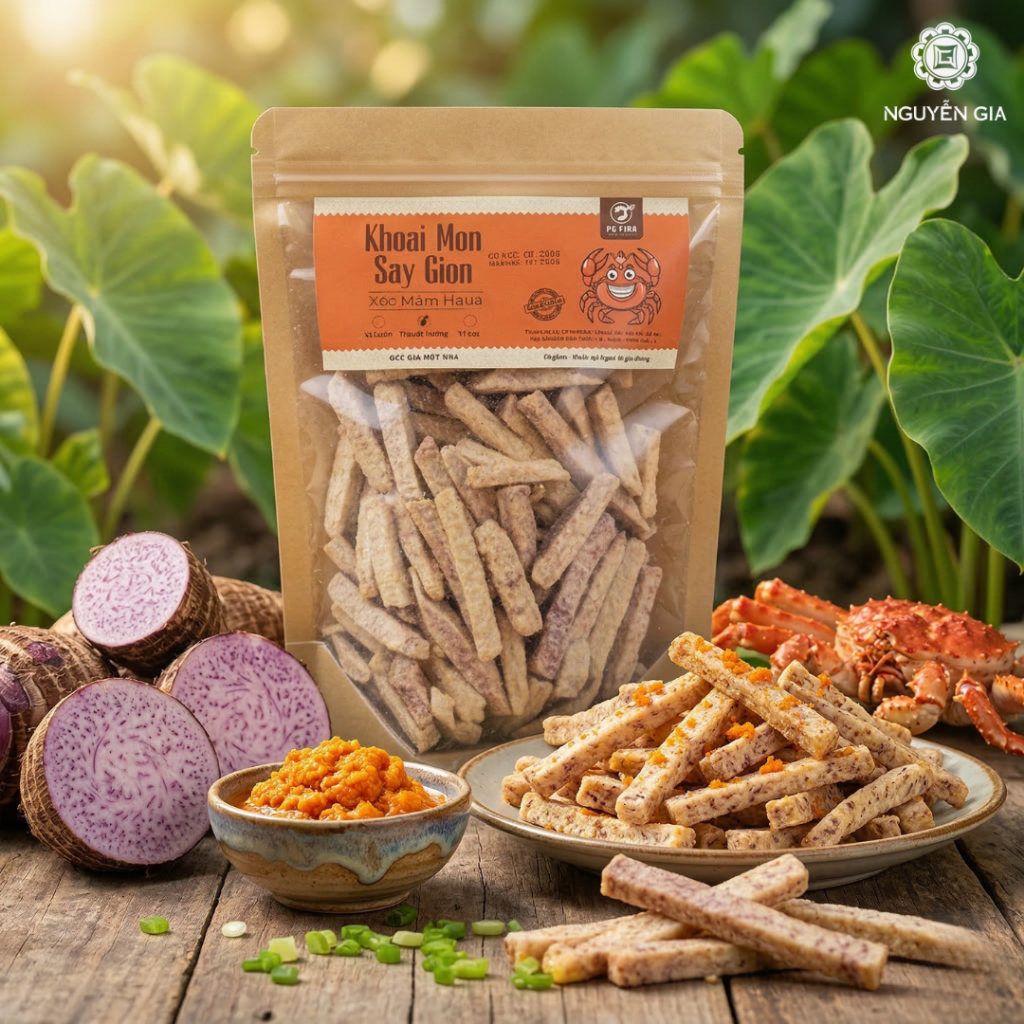 Khoai Môn Sấy Giòn Tẩm Trứng Cua ít ngọt Bigfarm 200g NGDAV058