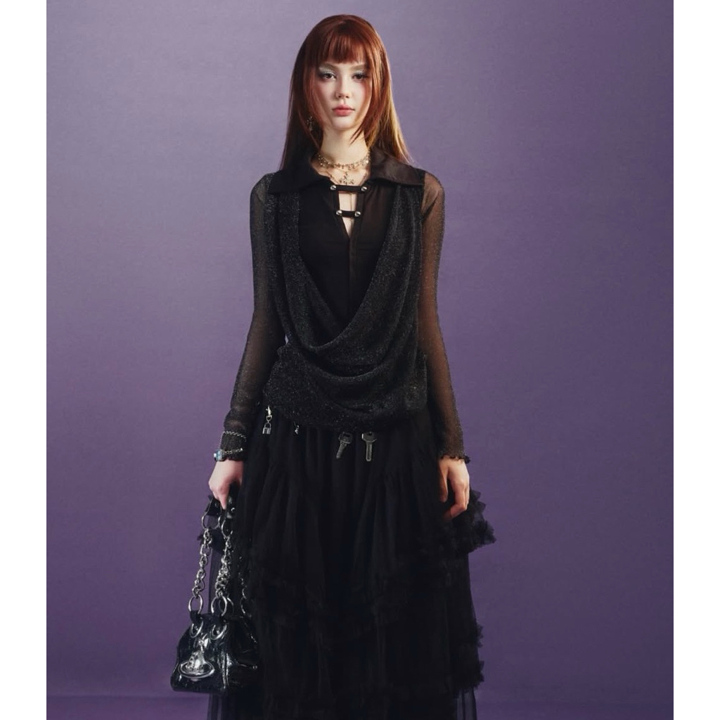 Shimmer Top - Remmus | Áo lưới kim tuyến 2 lớp may liền co giãn mềm mịn - BST DOLLY HOUSE
