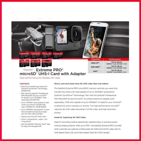 Thẻ nhớ SD SanDisk Extreme Pro 64GB 128GB 32GB Tốc độ 200MB/s - Chuyên dùng cho Máy ảnh Sony, Canon, Nikon