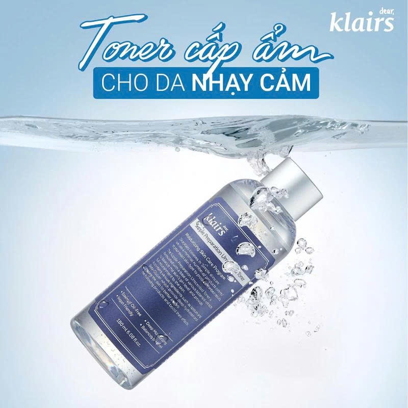 Nước Hoa Hồng Không Mùi Dành Cho Da Nhạy Cảm Dear, Klairs Unscented Toner 180ml