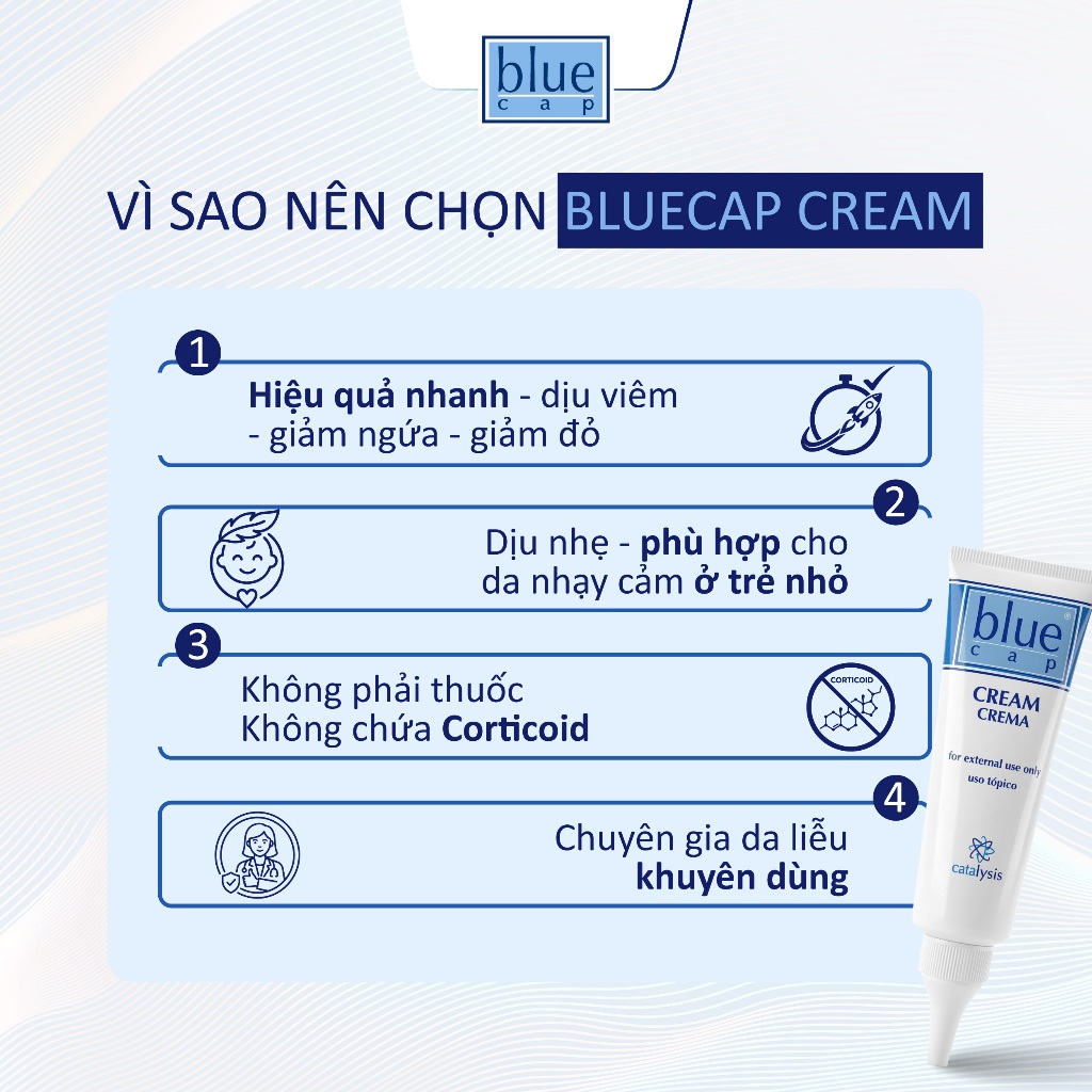 Kem Bôi Viêm Da Cơ Địa Blue Cap Cream 50g, Hỗ Trợ Giảm Viêm Da, Chàm Sữa, Ngứa Ngáy, Mẩn Đỏ