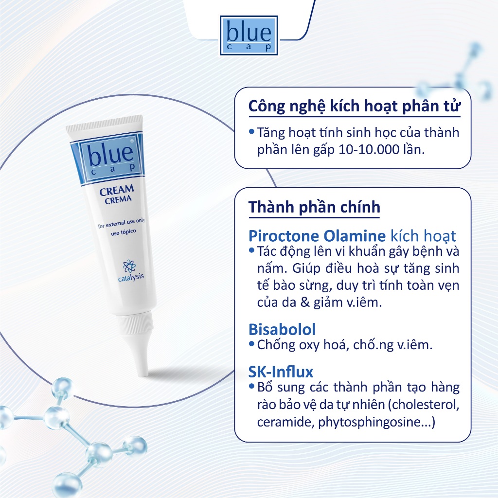 Kem Bôi Viêm Da Cơ Địa Blue Cap Cream 50g, Hỗ Trợ Giảm Viêm Da, Chàm Sữa, Ngứa Ngáy, Mẩn Đỏ
