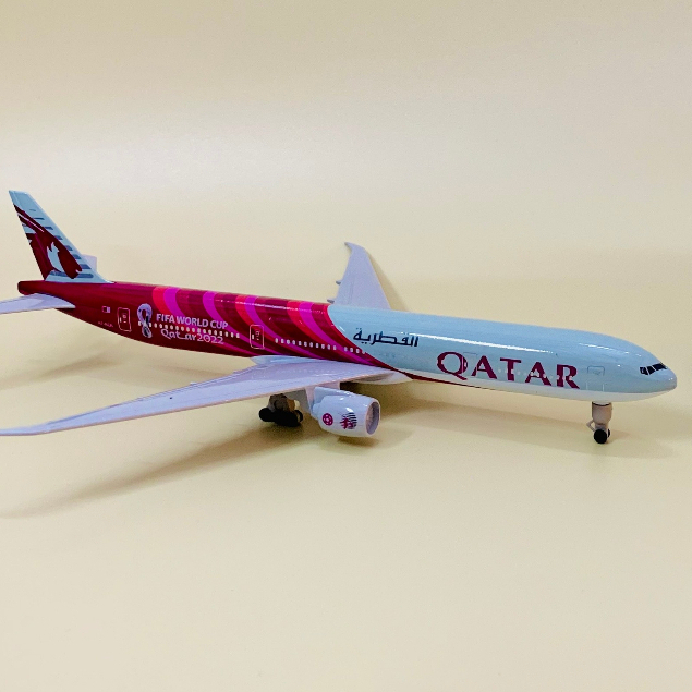 MÔ HÌNH MÁY BAY QATAR AIRLINES HỢP KIM CAO CẤP 20CM CÓ BÁNH XE KÈM ĐẾ TRƯNG BÀY