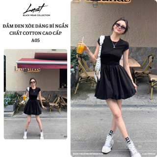 Đầm đen dáng xòe ngắn cao cấp LUST chất liệu dày dặn thiết kế đẹp -  A05