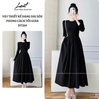 Váy thiết kế dáng dài xòe phong cách tối giản LUST chất liệu dày dặn ĐT264