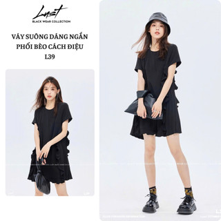 Váy suông dáng ngắn phối bèo cách điệu LUST chất liệu dày dặn L39