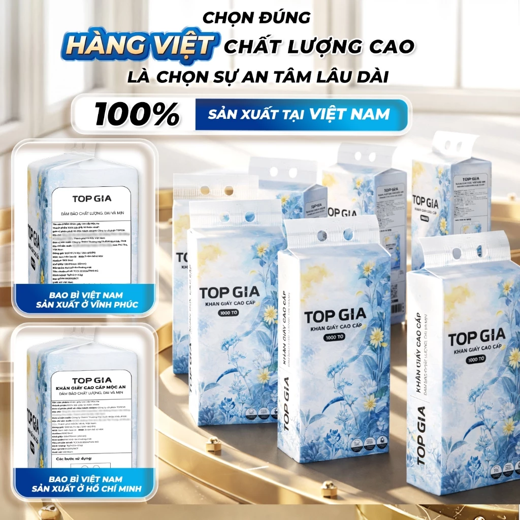 (HÀNG VIỆT NAM CHẤT LƯỢNG CAO) Khăn giấy cao cấp Mộc an Topgia hàng Việt Nam 4 lớp, dày dặn, an toàn