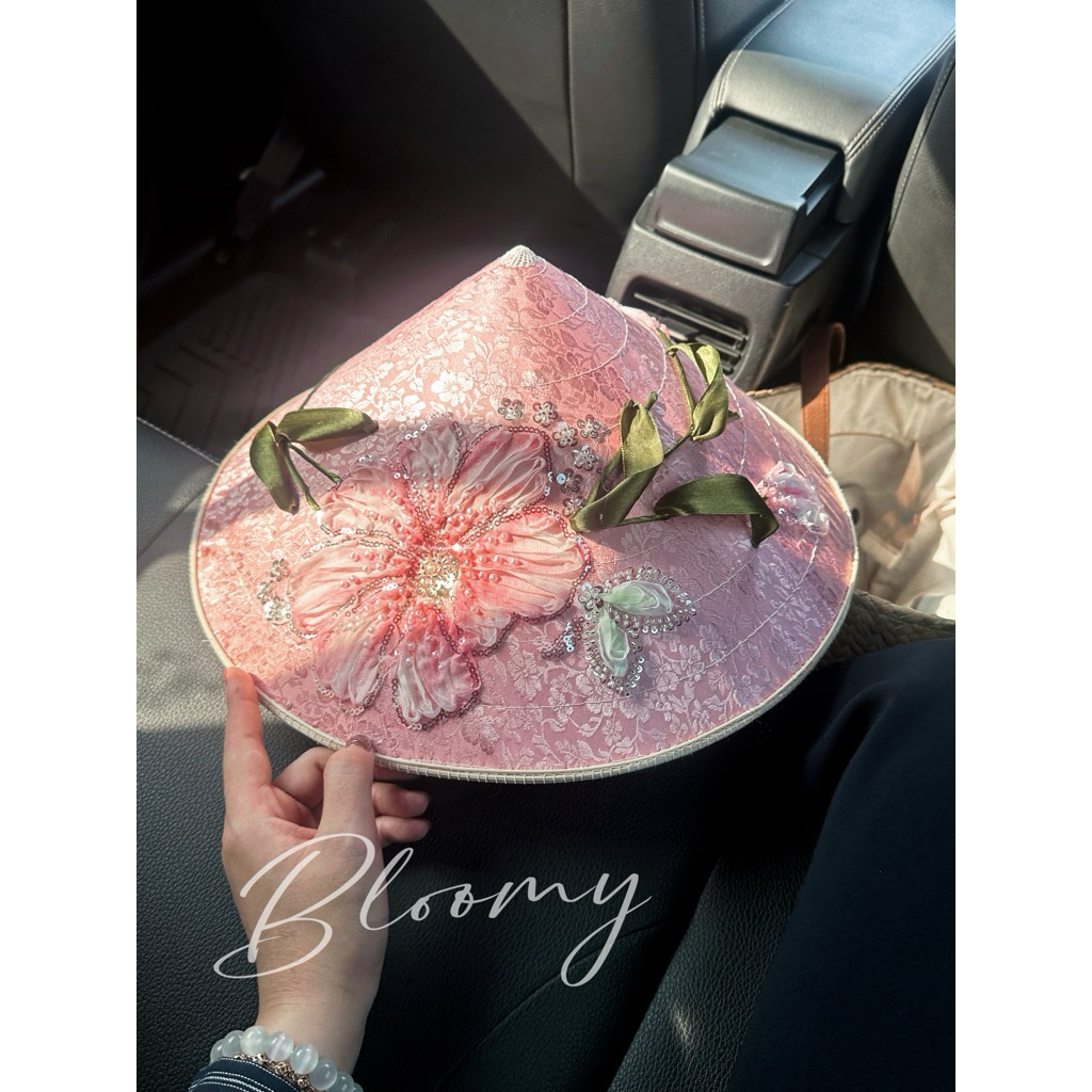 Nón Bloomy kết hoa tone hồng