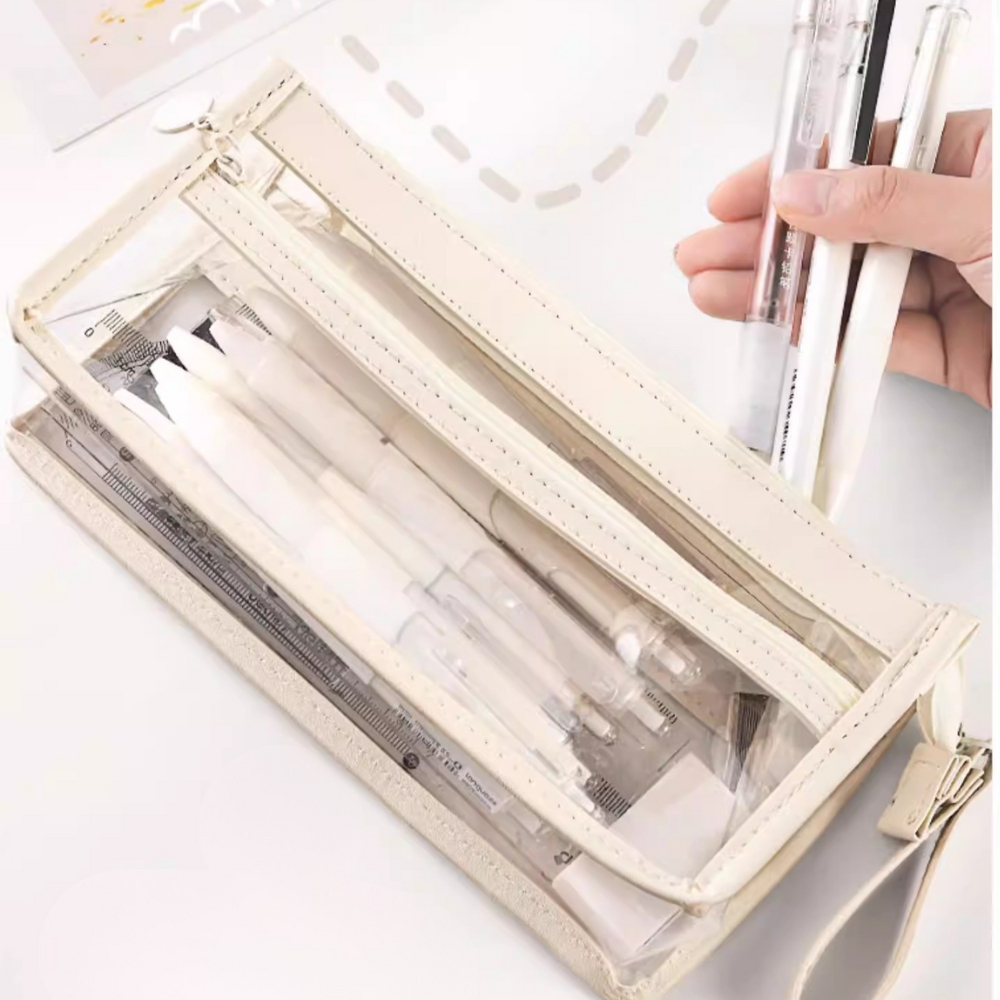Túi Đựng Bút Trong Suốt Đa Năng - Hộp Đựng Dụng Cụ Học Tập Nhẹ, Rộng, Dễ Sắp Xếp, Dễ Tìm Đồ DINOHOME
