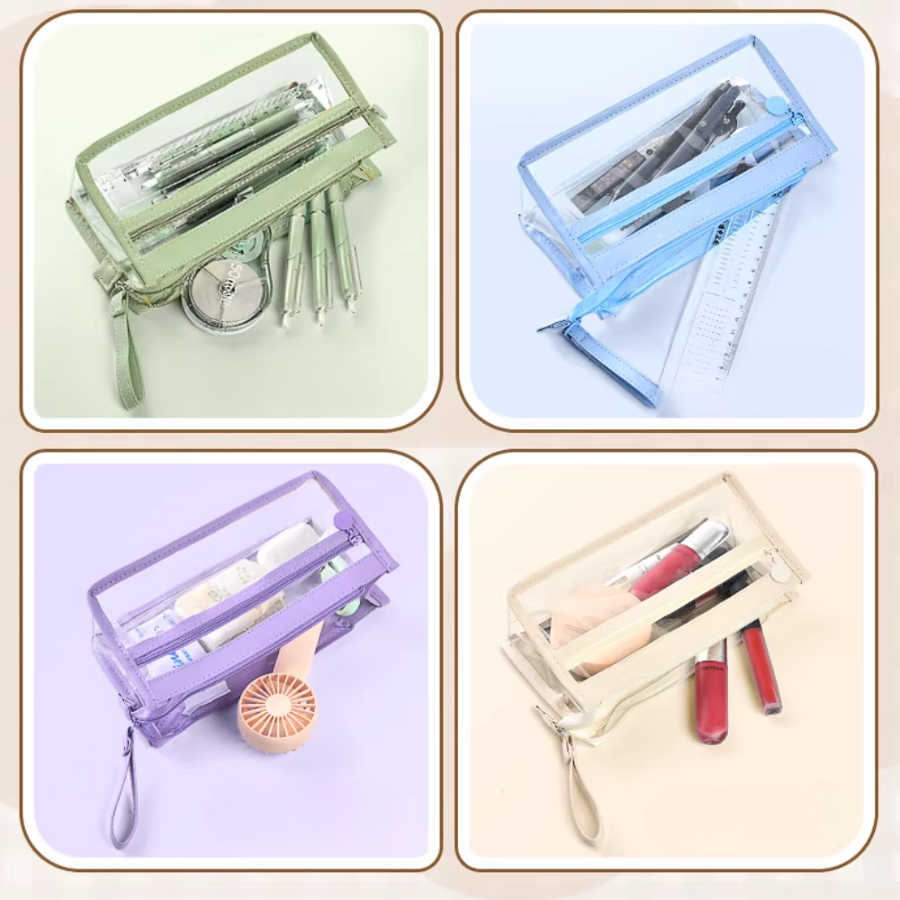 Túi Đựng Bút Trong Suốt Đa Năng - Hộp Đựng Dụng Cụ Học Tập Nhẹ, Rộng, Dễ Sắp Xếp, Dễ Tìm Đồ DINOHOME
