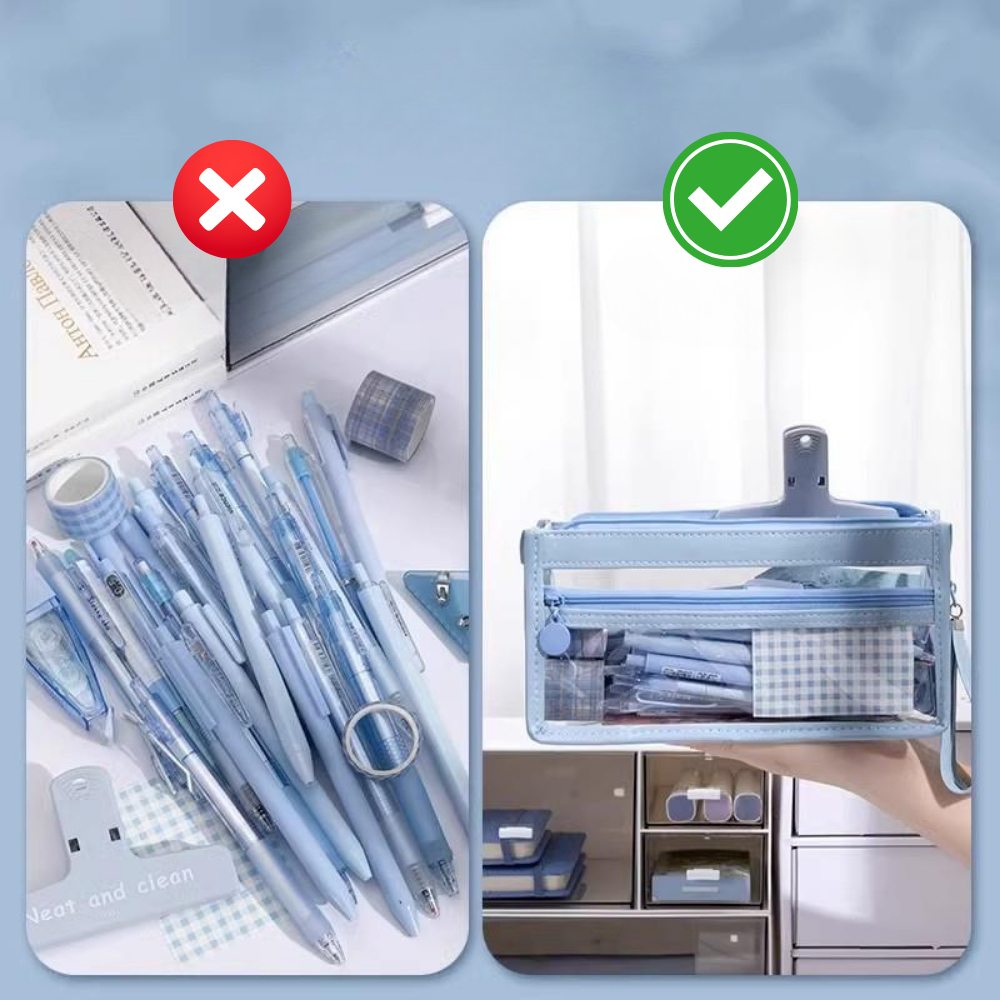 Túi Đựng Bút Trong Suốt Đa Năng - Hộp Đựng Dụng Cụ Học Tập Nhẹ, Rộng, Dễ Sắp Xếp, Dễ Tìm Đồ DINOHOME