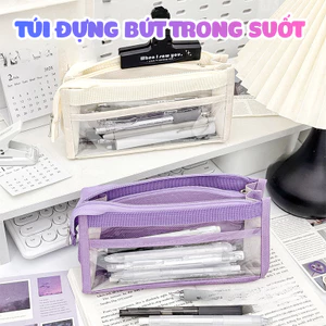 Túi Đựng Bút Trong Suốt Đa Năng - Hộp Đựng Dụng Cụ Học Tập Nhẹ, Rộng, Dễ Sắp Xếp, Dễ Tìm Đồ DINOHOME