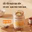 Cốc thuỷ tinh ăn ngũ cốc yến mạch nắp tay cầm kèm thìa 430ml