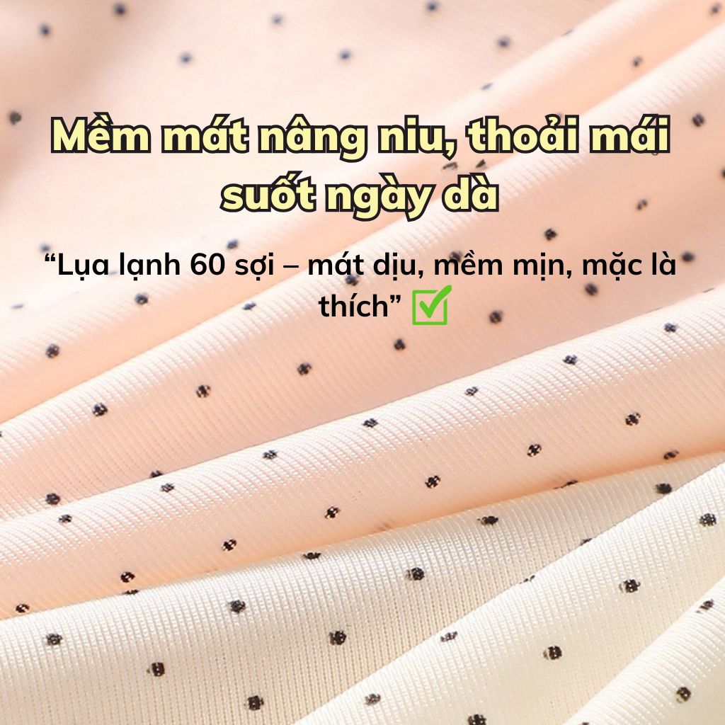 Quần lót nữ su lụa mỏng mát mềm mại cạp vừa tôn dáng gợi cảm họa tiết chấm bi xinh xắn LANIXA L1398