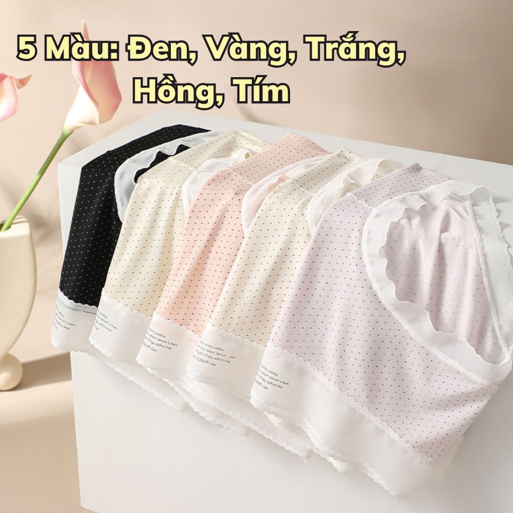 Quần lót nữ su lụa mỏng mát mềm mại cạp vừa tôn dáng gợi cảm họa tiết chấm bi xinh xắn LANIXA L1398