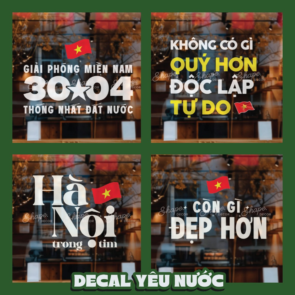 Decal dán kính Sticker dán kính Yêu nước Việt Nam 30 tháng 4 và 2 tháng ...