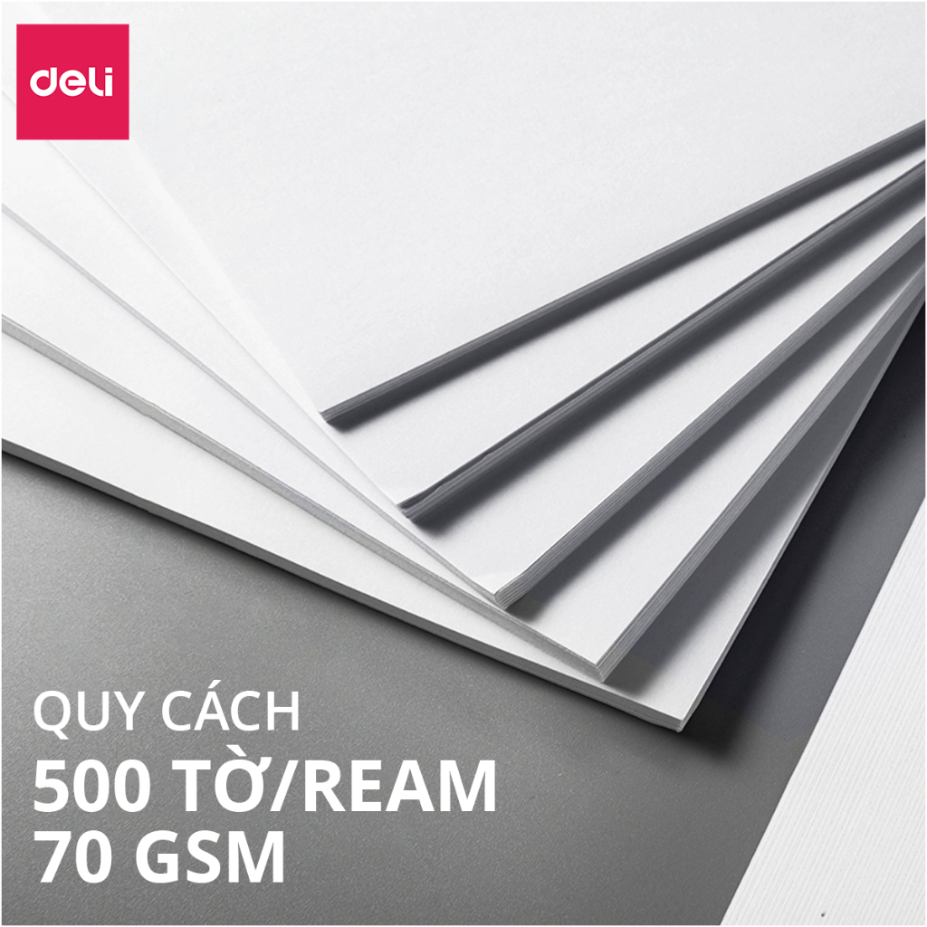 Thùng 5/10 Ream Giấy A4 Deli Giấy In Photo Copy 70gsm Chính Hãng Loại Dày Ream 500 Tờ Chống Lóa Mắt