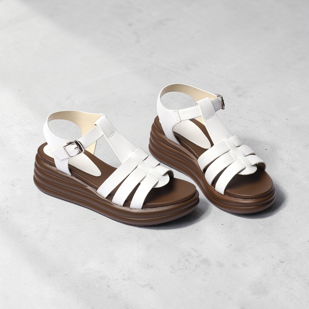 Giày Sandal Cao Gót Nữ 5cm Đế Xuồng Lượn Sóng Quai Đan Pixie H441