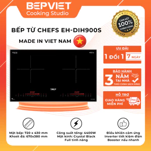 Bếp từ Chefs EH-DIH900S Inverter Tiết Kiệm - Nấu Nhanh - Bảo Hành Chính Hãng