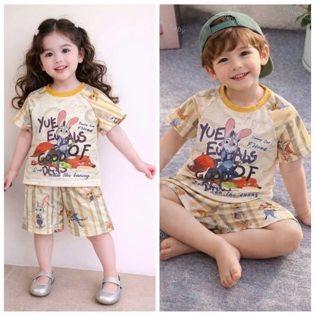 COMBO 4 BỘ THUN IN HÌNH NGỘ NGHĨNH CHO BÉ TRAI VÀ GÁI