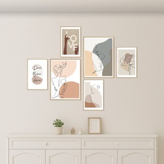 Bộ 6 Tranh Dán Tường Tối Giản, Boho, Decor Trang Trí Phòng Khách, Phòng Ngủ, Có Sẵn Keo Dán