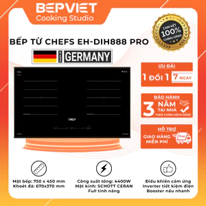 Bếp Từ Chefs EH-DIH888 PRO Nhập khẩu nguyên chiếc ĐỨC, Thế hệ mới, Full tính năng, Tiết kiệm điện