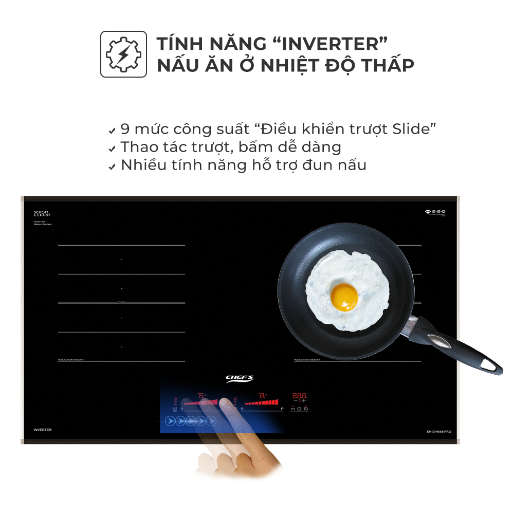 Bếp Từ Chefs EH-DIH888 PRO Nhập khẩu nguyên chiếc ĐỨC, Thế hệ mới, Full tính năng, Tiết kiệm điện