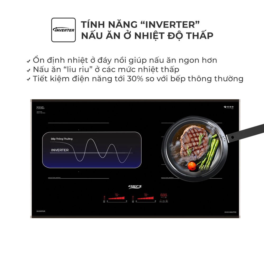 Bếp Từ Chefs EH-DIH888 PRO Nhập khẩu nguyên chiếc ĐỨC, Thế hệ mới, Full tính năng, Tiết kiệm điện