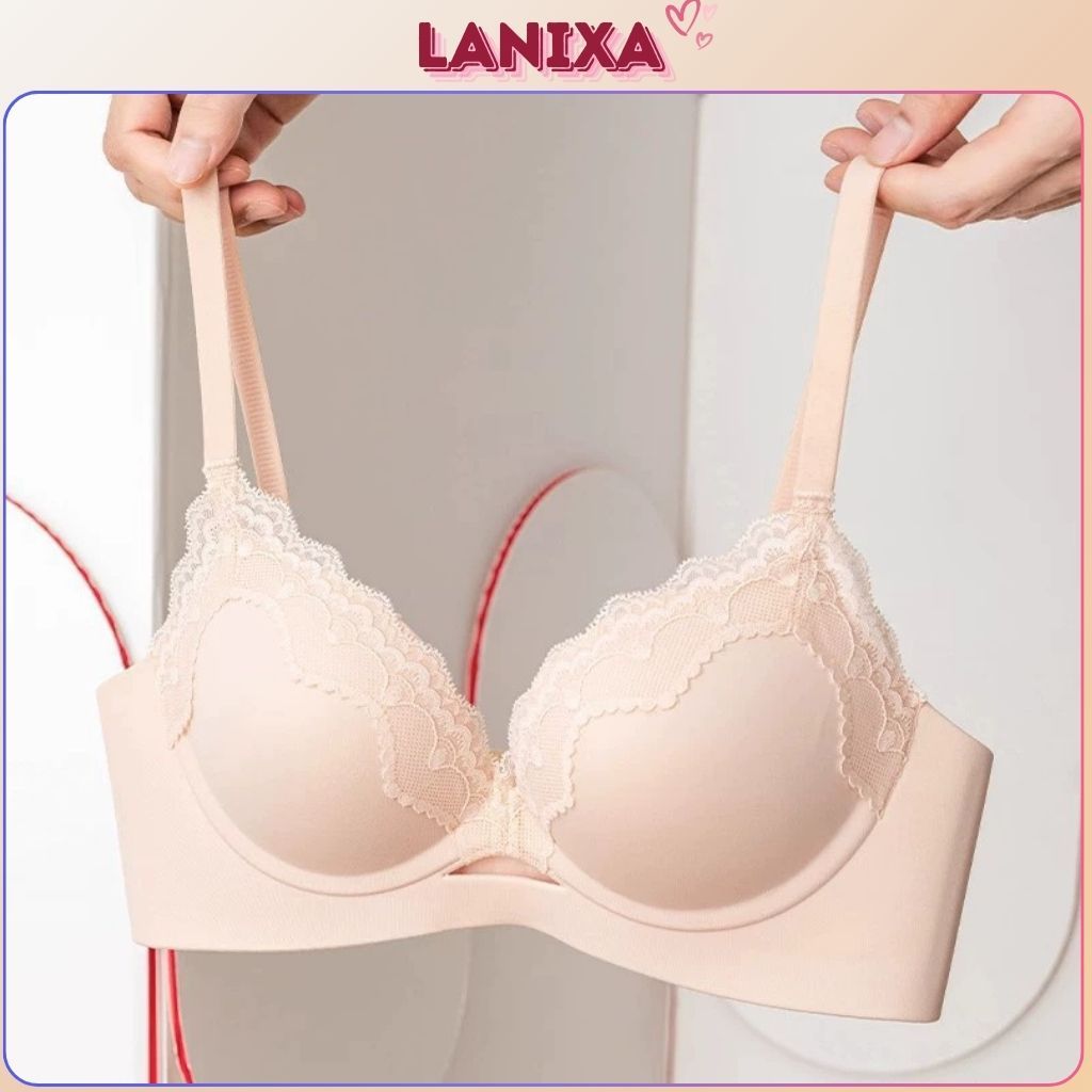 Áo ngực nữ su đúc đệm mút vừa nâng quả tạo khe gợi cảm viền ren xinh xắn sang trọng LANIXA A5482