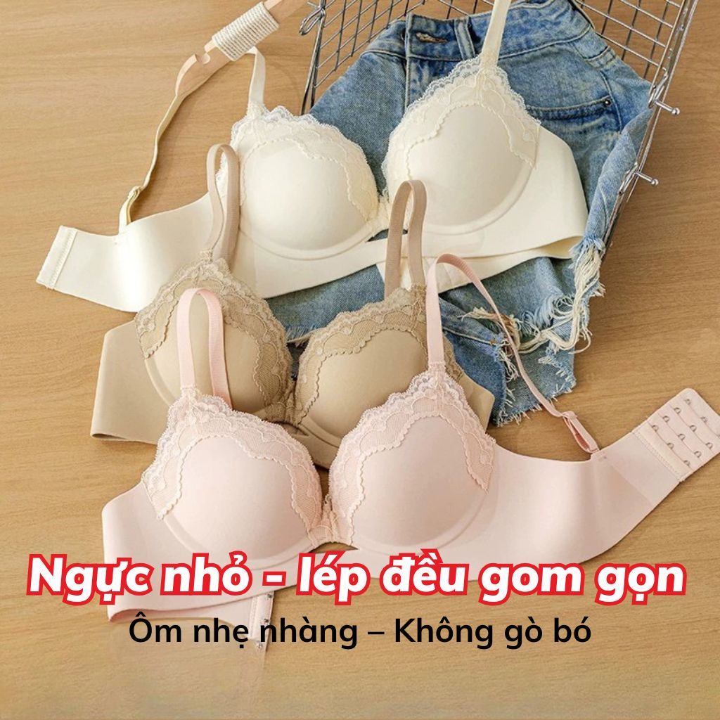 Áo ngực nữ su đúc đệm mút vừa nâng quả tạo khe gợi cảm viền ren xinh xắn sang trọng LANIXA A5482