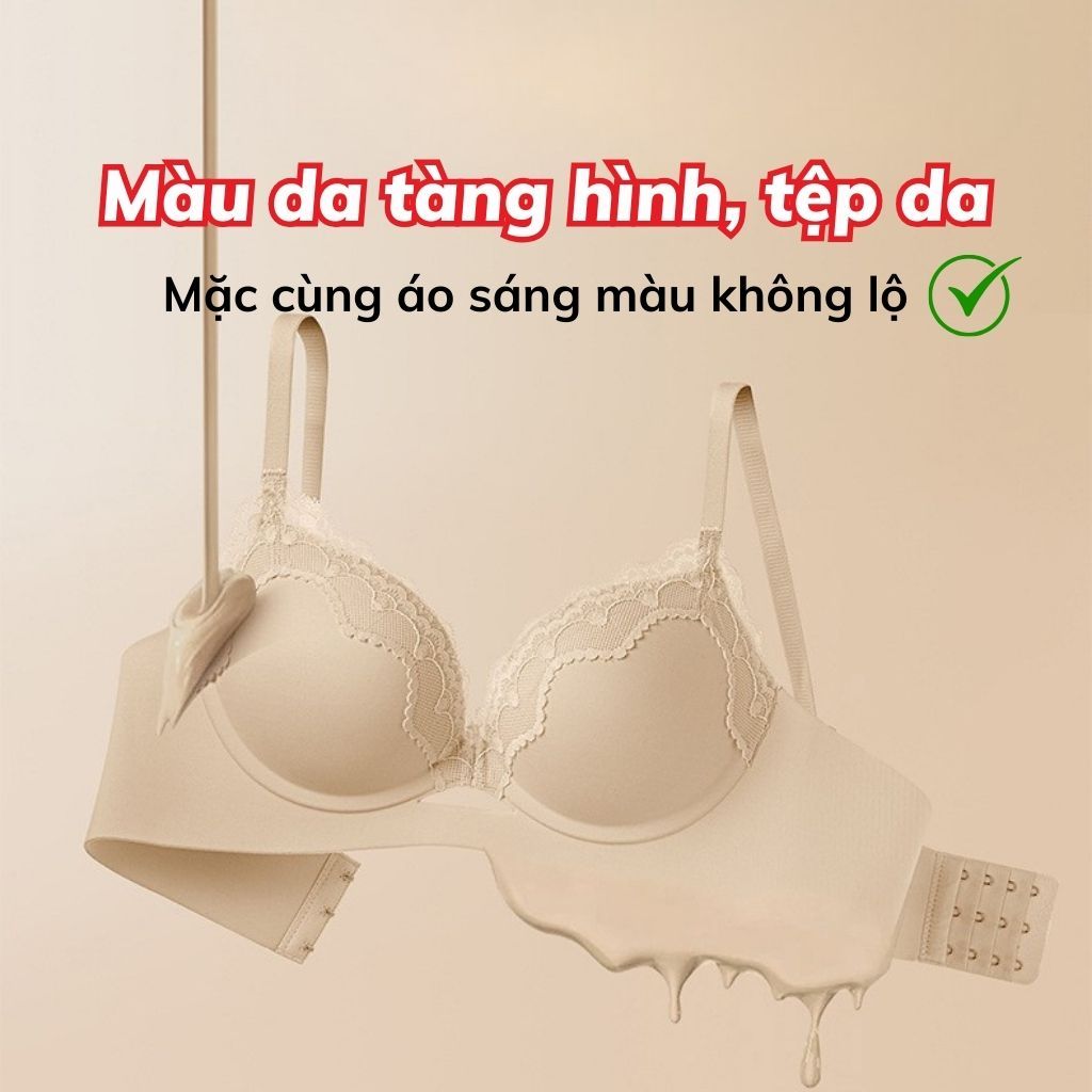 Áo ngực nữ su đúc đệm mút vừa nâng quả tạo khe gợi cảm viền ren xinh xắn sang trọng LANIXA A5482