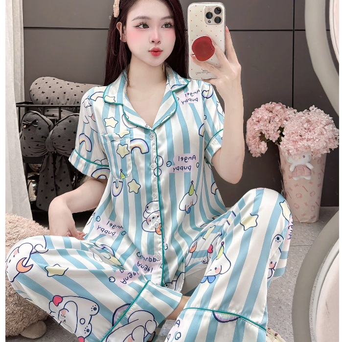 Đồ bộ nữ đồ mặc nhà,đồ ngủ đẹp cho nữ,pijama tay ngắn lụa mềm mịn mát nhiều họa tiết dễ thương [260]