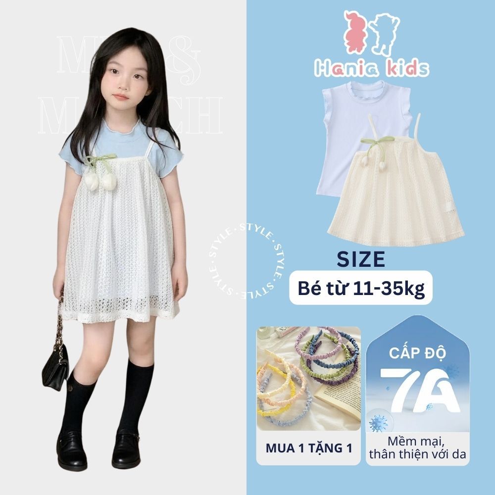 Set 2 Chi Tiết, Set Áo Thun Kèm Váy Lưới Phong Cách Tiểu Thư Chất Liệu Cotton Mềm Mại