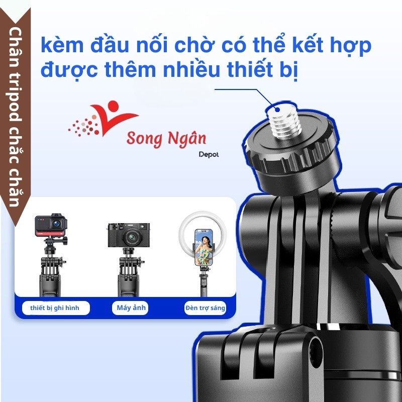 Gậy Chụp Ảnh Selfie Tripod 3 Chân 1m9 Có Remote Giá Đỡ Điện Thoại Quay Video Livestream Chống Rung