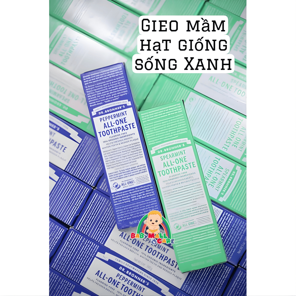 Kem Đánh Răng Bạc Hà XANH DƯƠNG D..rBronner’s Peppermint All-One Toothpaste 140g Sạch Răng Miệng