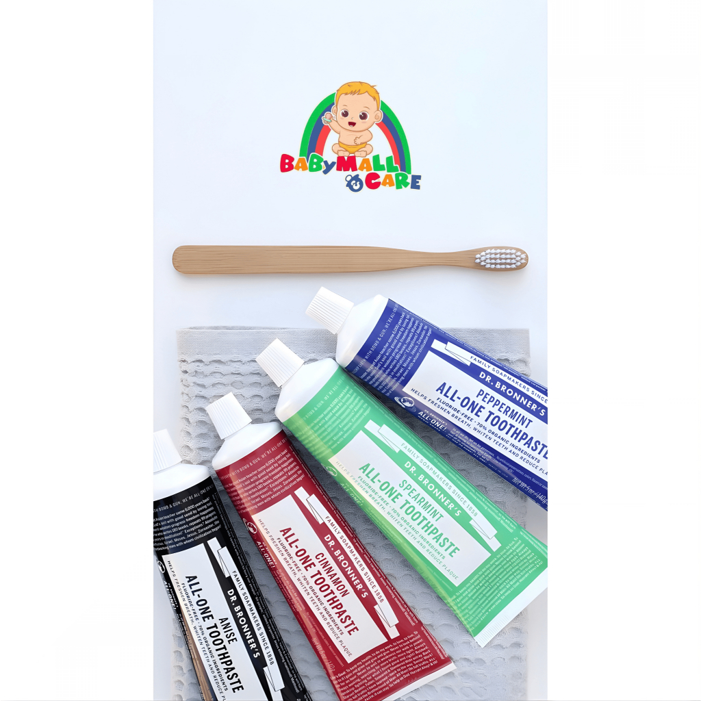 Kem Đánh Răng Bạc Hà XANH DƯƠNG D..rBronner’s Peppermint All-One Toothpaste 140g Sạch Răng Miệng